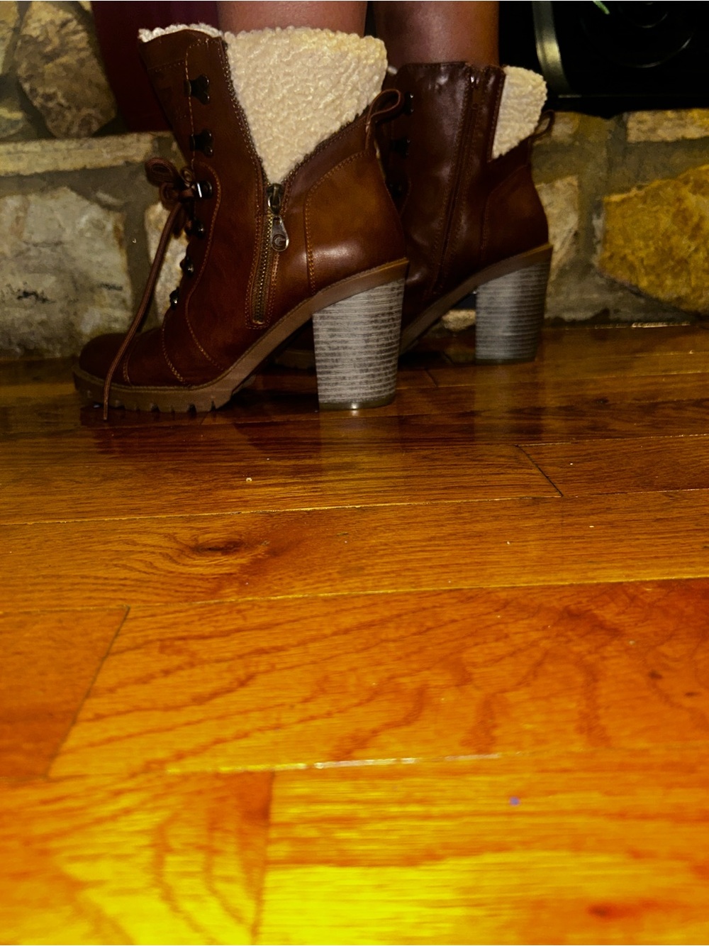 Brown Faux-Fur Lined Lace-Up Winter Boots